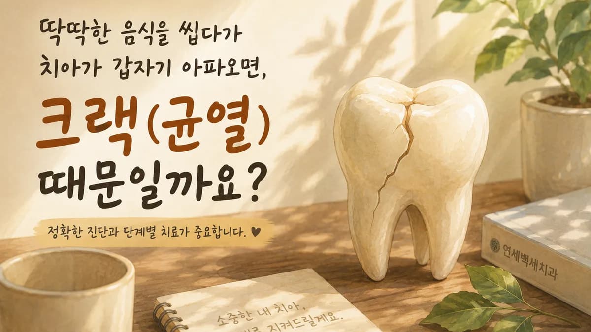 딱딱한 음식을 씹다가 치아가 갑자기 아파오면, 크랙(균열) 때문일까요? 대표 이미지